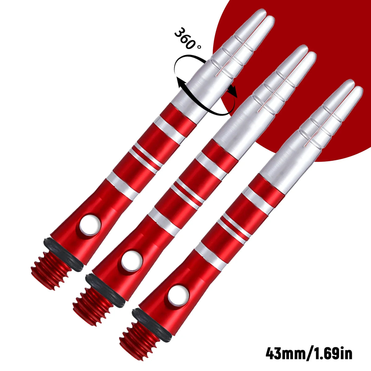 Huanqu 3-Piece Set 43mm Rotatable Aluminum Dart Shafts - 360 °   Rotating Design, Multiple Color Options (Red/Blue/Black) for Precise Throwing, Durable Lightweight Construction, Holiday Gift for Halloween and Christmas.