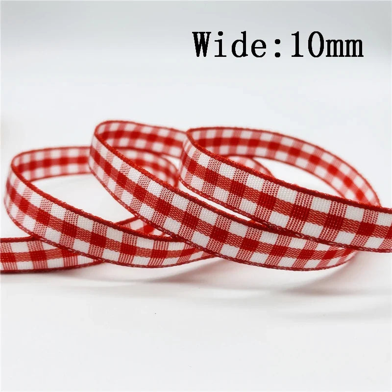5yards/Lot 10mm Plaid Ribbon Christmas Decor Ribbon For Handmade Design Christmas Decoration DIY Gift Wrapping