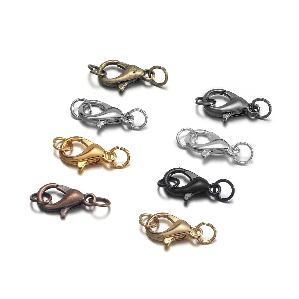 50Pcs Lobster Clasps Hooks with 100Pcs Jump Rings End Clasps Bracelet Necklace Connectors for DIY Jewelry Making Supplies