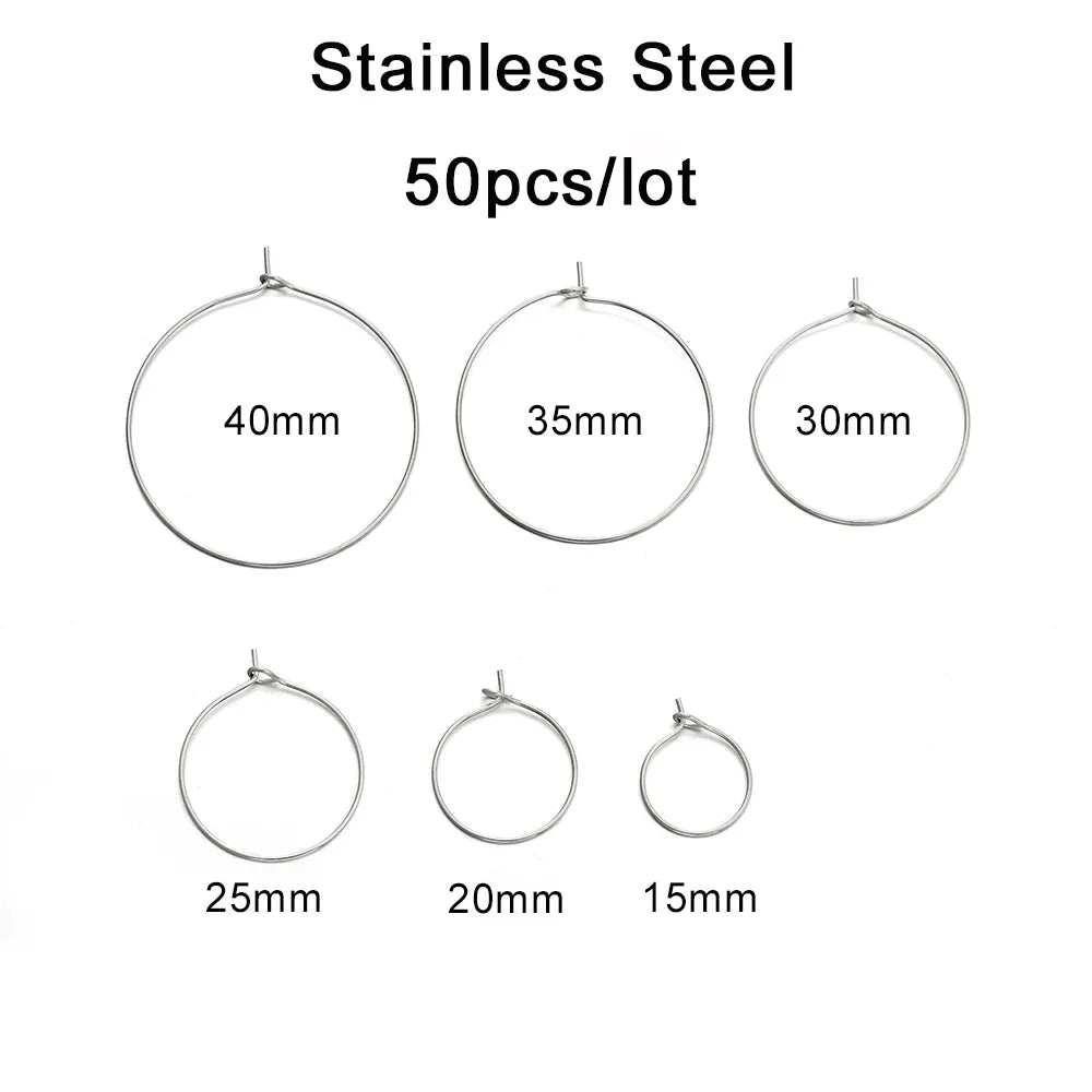50pcs/lot 20 25 30 35 mm  KC Gold Hoops Earrings Big Circle Ear Wire Hoops Earrings Wires For DIY Jewelry Making Supplies