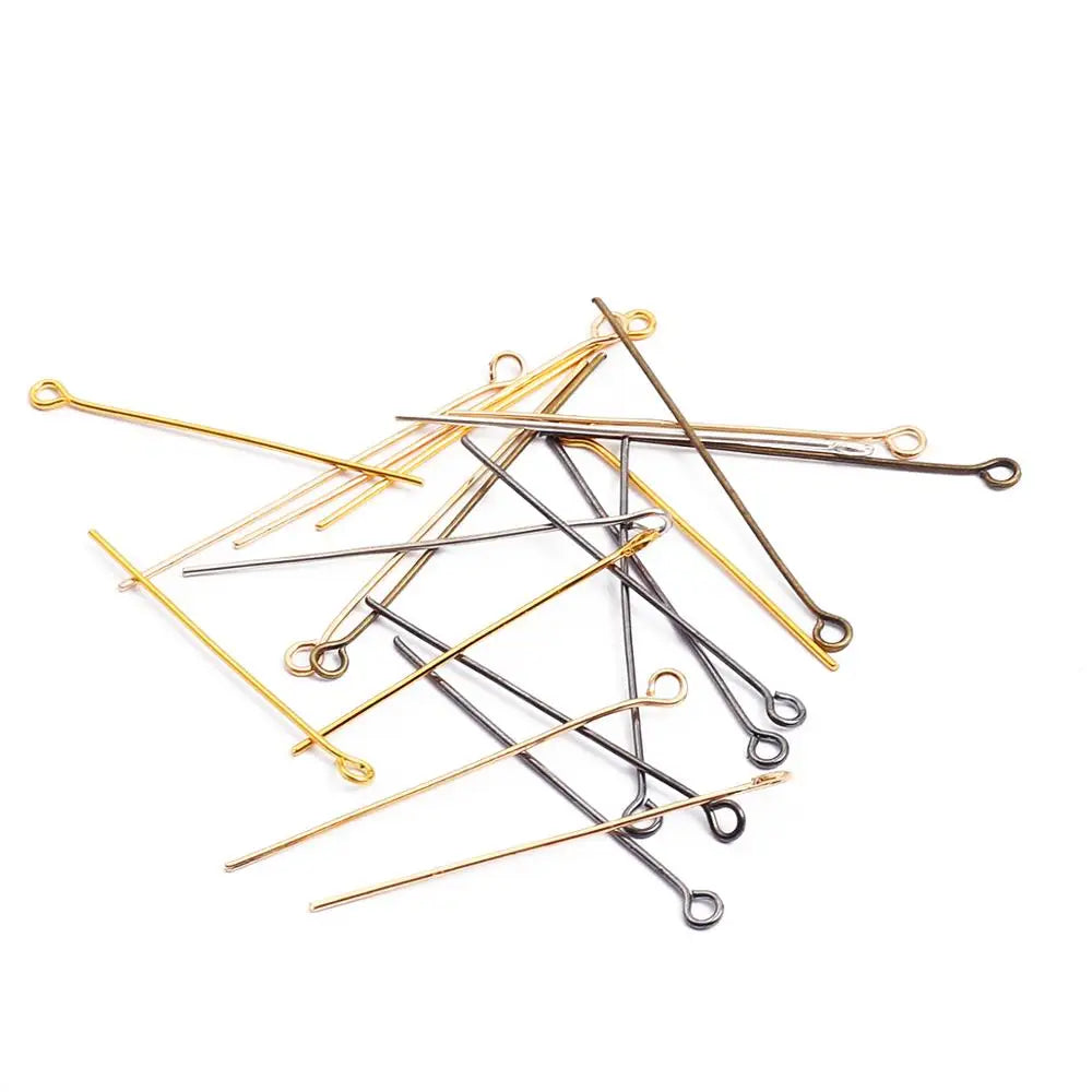 200pcs/lot Eye Head Pins 20 25 30 35 40 45 50mm Eye Pins Findings Diy Jewelry Making Supplies Accessories