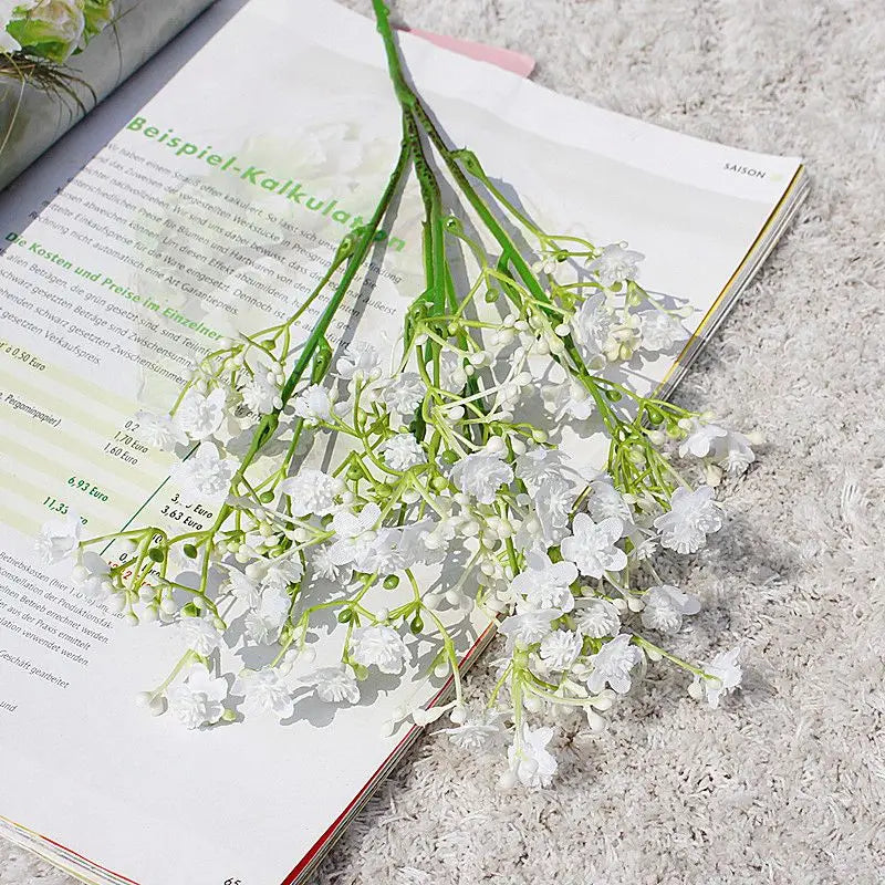 1 Bundle Gypsophila Bride Holding Plastic Flower Wedding Vases for Home Decor Accessories Ornamental Flowerpot Artificial Plants