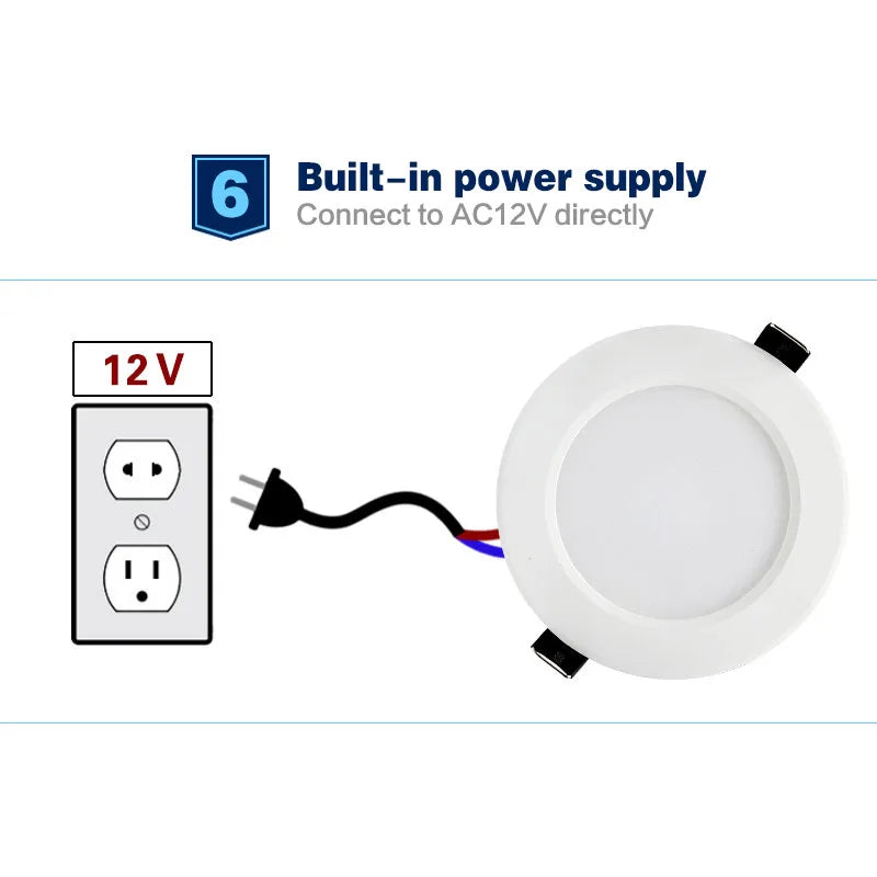 LED Downlight 12V Super Bright Recessed LED Light Dimmable 5W 7W 9W LED Spot Light LED Decoration Ceiling Lamp AC/DC 12V