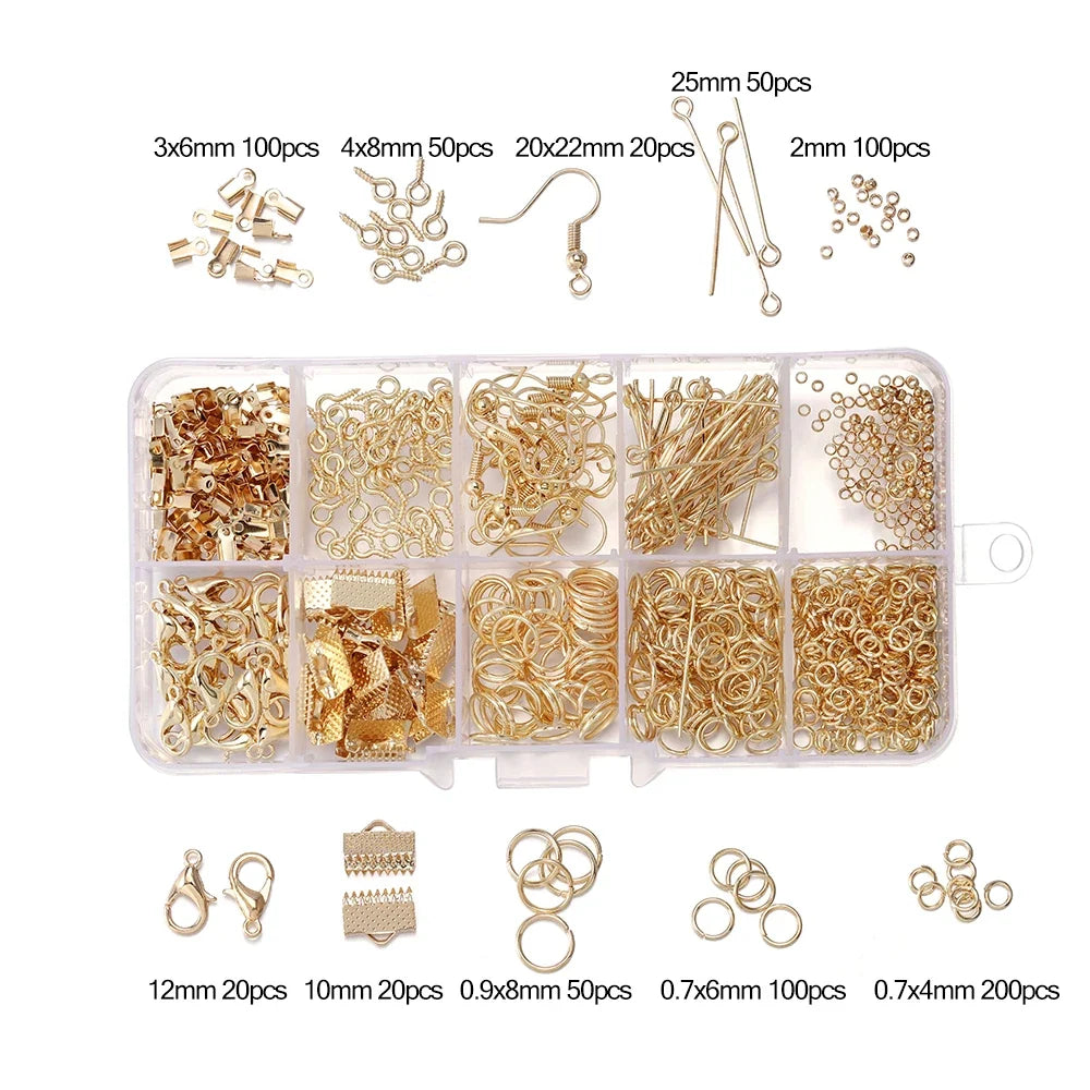 Alloy Accessories Jewelry Findings Set Repair Tools Lobster Clasp Open Jump Rings Earring Hooks for DIY Jewelry Making Supplies