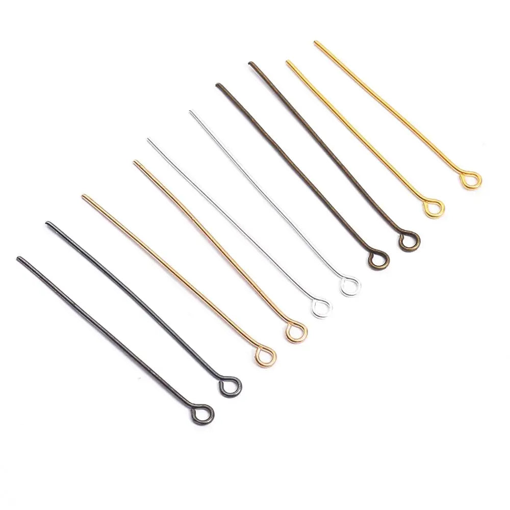 200pcs/lot Eye Head Pins 20 25 30 35 40 45 50mm Eye Pins Findings Diy Jewelry Making Supplies Accessories