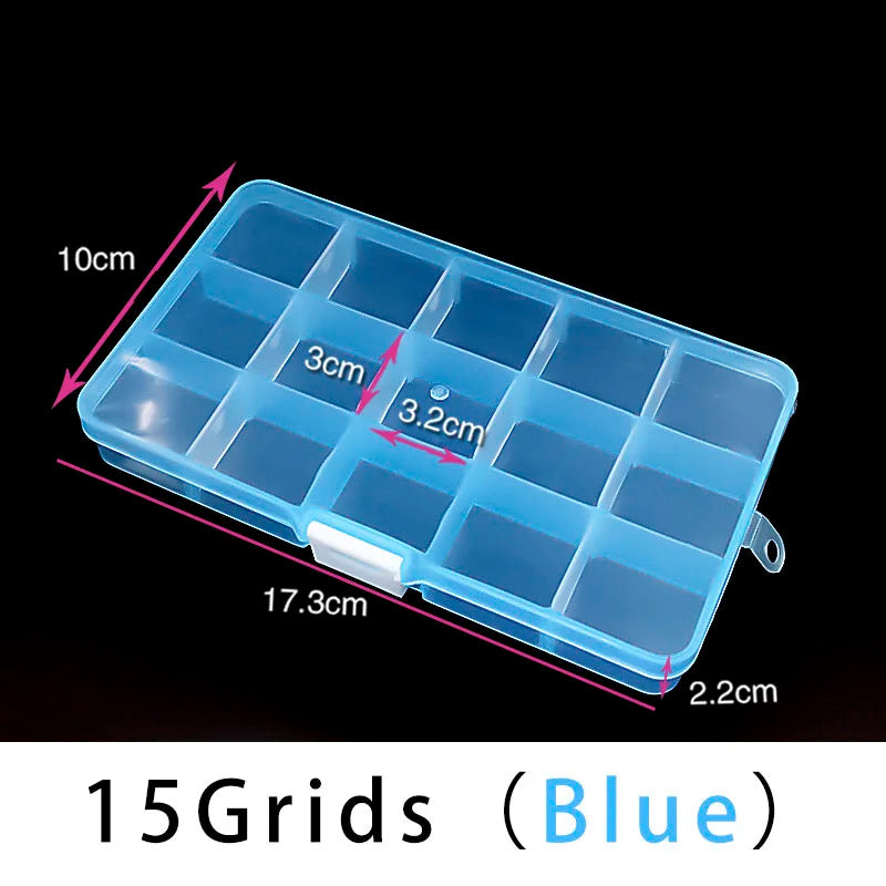 10/15 Grids Plastic Box Adjustable Jewelry Box Beads Pills Nail Art Storage Box Organizer for Office Housekeeping Organization