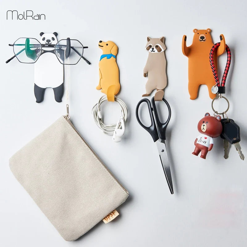 Adhesive Wall Hooks animal Fridge Hooks for Keys Wall Crochet Holder Removable Kitchen Hook Home Decor Washed holder wall hook