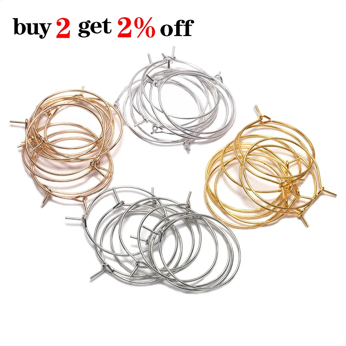 50pcs/lot 20 25 30 35 mm  KC Gold Hoops Earrings Big Circle Ear Wire Hoops Earrings Wires For DIY Jewelry Making Supplies