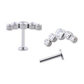 Right Grand ASTM F136 Titanium Internal Thread Bezel Set 5 Cubic Zircon Curved Cluster Labret Lip Piercing