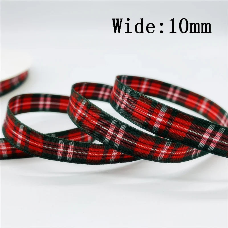 5yards/Lot 10mm Plaid Ribbon Christmas Decor Ribbon For Handmade Design Christmas Decoration DIY Gift Wrapping