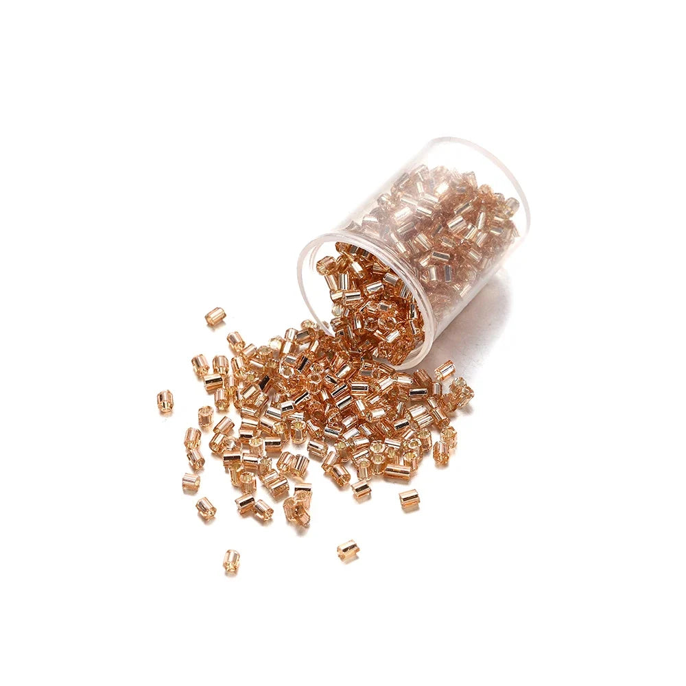 1000/1800Pcs 2mm Hexagon Czech Glass Cylindrical Loose Small Seed Needle Beads for DIY Bracelet Necklace Jewelry Making Supplies