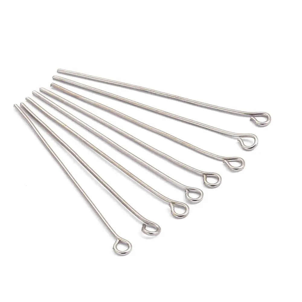 200pcs/lot Eye Head Pins 20 25 30 35 40 45 50mm Eye Pins Findings Diy Jewelry Making Supplies Accessories