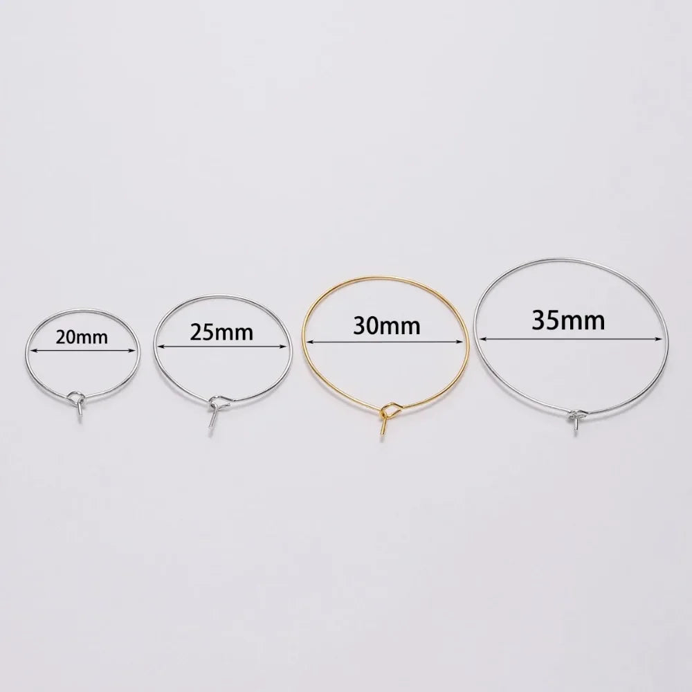 50pcs/lot 20 25 30 35 mm  KC Gold Hoops Earrings Big Circle Ear Wire Hoops Earrings Wires For DIY Jewelry Making Supplies