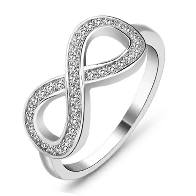 Huitan Trendy Infinity Rings Fashion Simple Accessories Lucky Upside-Down Letter Eight Shaped Women Middle Finger Rings 2019