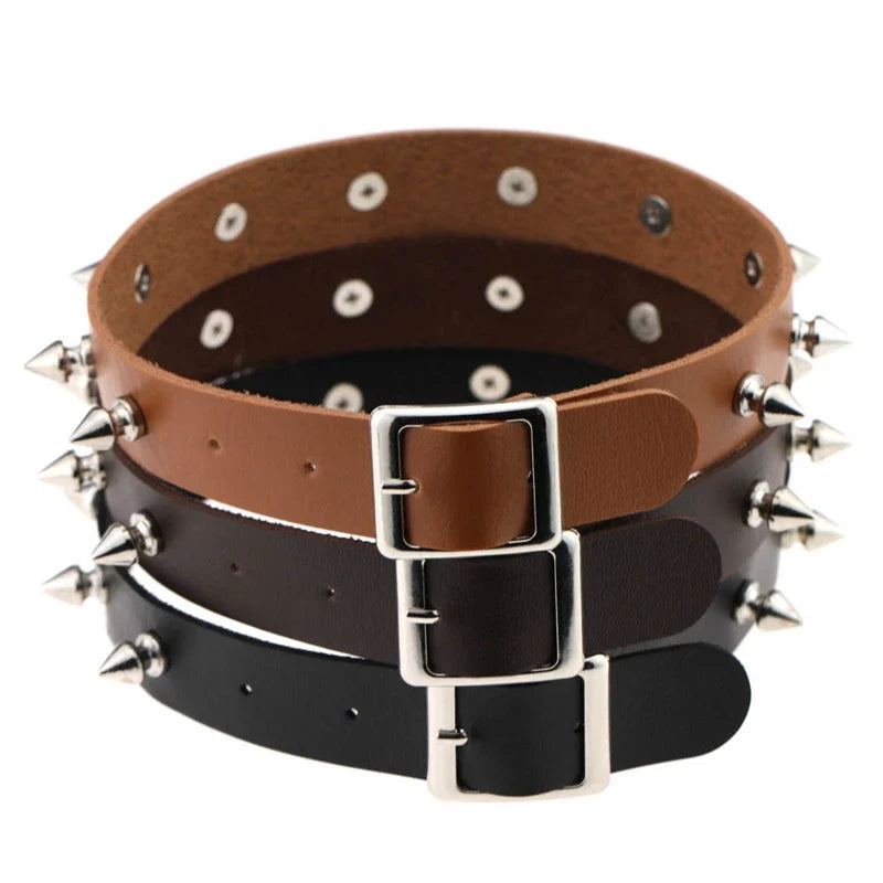 Trendy Harajuku Spike Rivet Choker Belt Collar Women Pu Leather Goth Necklace for Women Party Club Chocker Sexy Gothic Jewelry