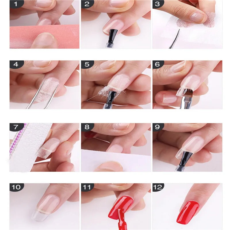 10/20pcs Silk Fiberglass for Nail Extension Form Non-Woven Silks UV Gel Building Fiber French Acrylic DIY Manicure Accessory