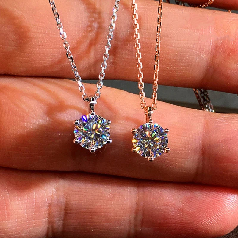 Huitan Dazzling 6 Prong Crystal Zircon Women Pendant Necklace High Quality Wedding Accessories Fancy Gift Female Classic Jewelry