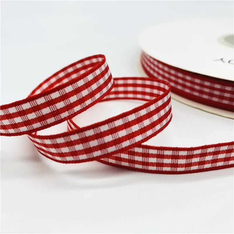 5yards/Lot 10mm Plaid Ribbon Christmas Decor Ribbon For Handmade Design Christmas Decoration DIY Gift Wrapping