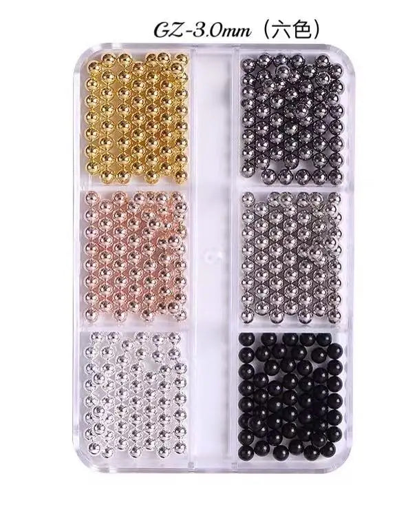 6 Grids 3D Caviar Metal Beads Charms Christmas Nail Decore Accesorios Supplies for Professionals Nail Equipment Manicure NEW HOT