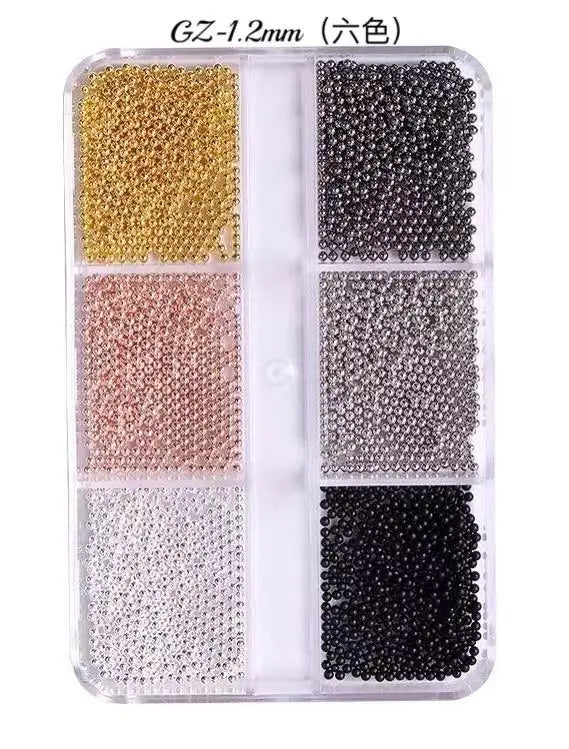 6 Grids 3D Caviar Metal Beads Charms Christmas Nail Decore Accesorios Supplies for Professionals Nail Equipment Manicure NEW HOT