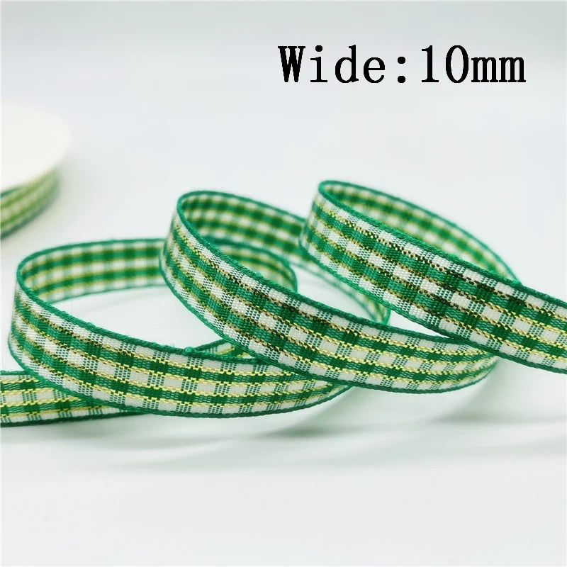 5yards/Lot 10mm Plaid Ribbon Christmas Decor Ribbon For Handmade Design Christmas Decoration DIY Gift Wrapping