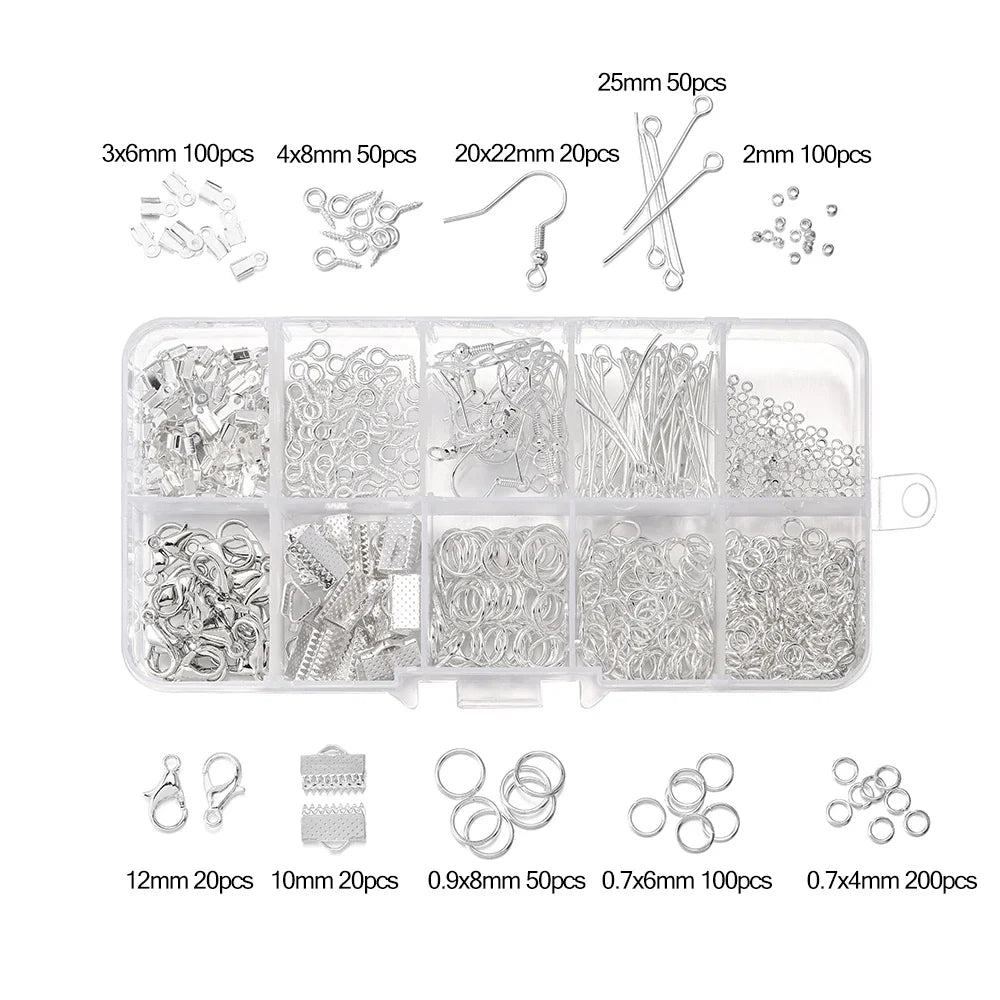 Alloy Accessories Jewelry Findings Set Repair Tools Lobster Clasp Open Jump Rings Earring Hooks for DIY Jewelry Making Supplies