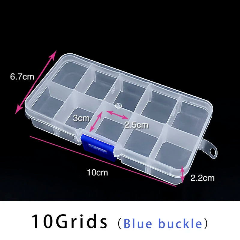 10/15 Grids Plastic Box Adjustable Jewelry Box Beads Pills Nail Art Storage Box Organizer for Office Housekeeping Organization