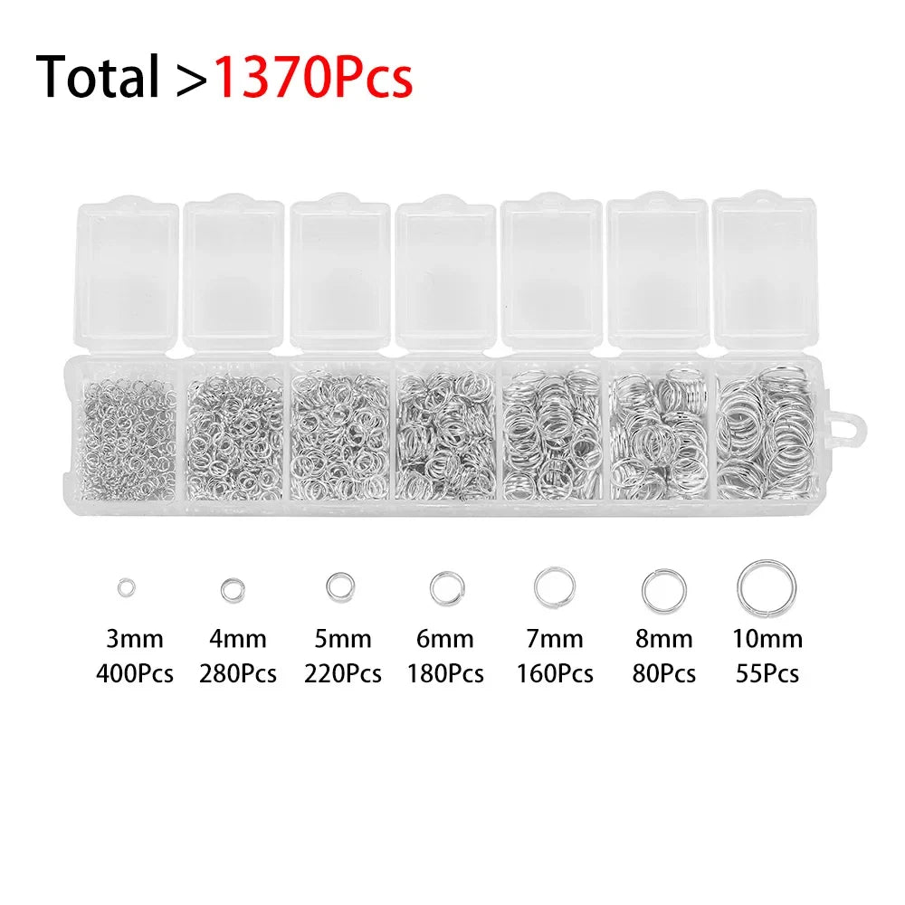 Alloy Accessories Jewelry Findings Set Repair Tools Lobster Clasp Open Jump Rings Earring Hooks for DIY Jewelry Making Supplies