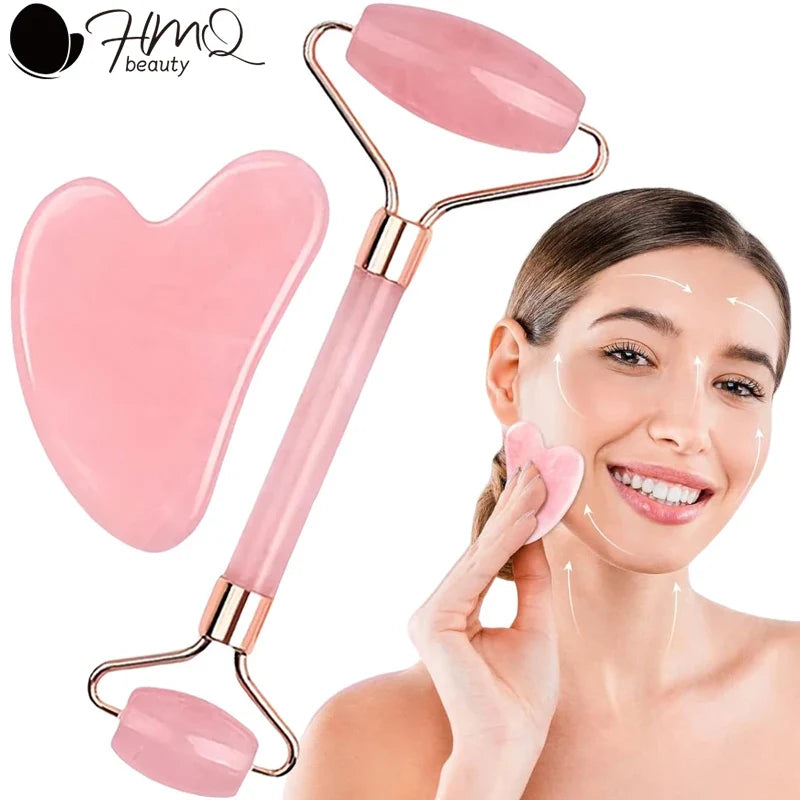 2Pcs Roller for Face Neck Eye Facial Massage Kit Ice Face Roller Gua Sha Board Portable Facial Massage Roller Lifting Contouring