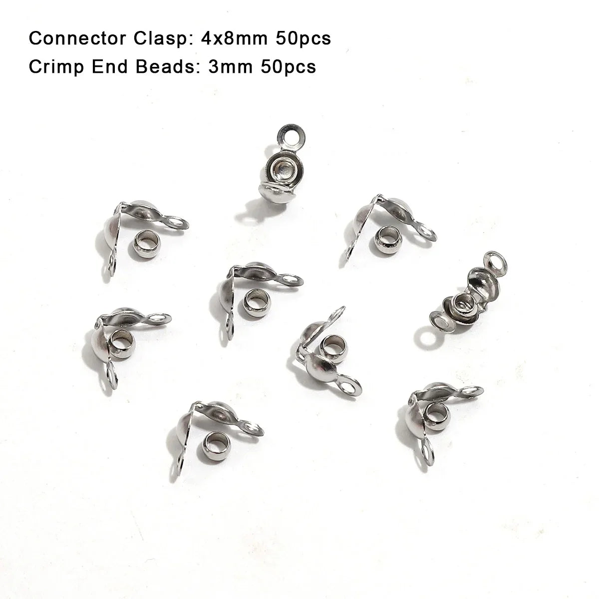 100pcs/lot Stainless Steel Gold Plated Connector Clasp Crimp End Beads For Bracelet Necklace Chains DIY Jewelry Making Supplies