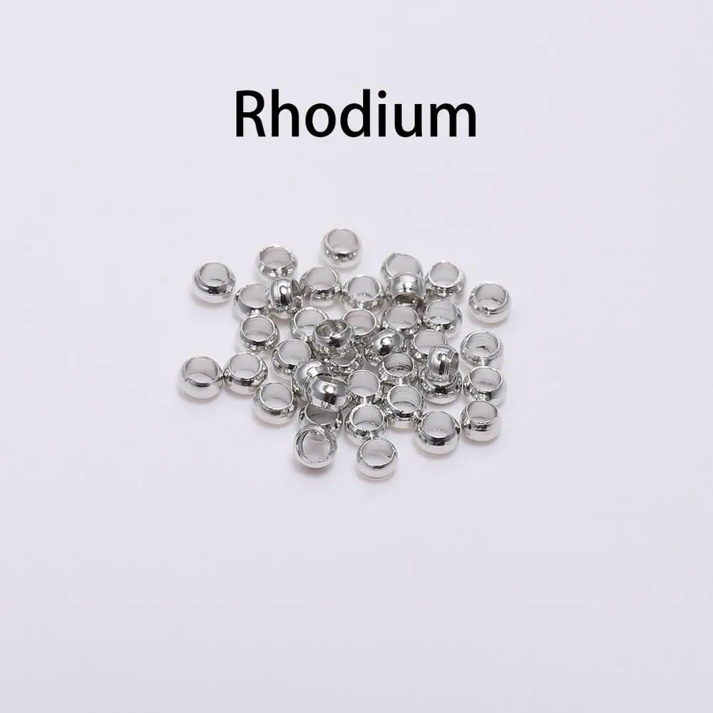 500pcs/lot Gold Silver Copper Ball Crimp End Beads Dia 1.5-3mm Stopper Spacer Beads For DIY Jewelry Making Supplies Accessories
