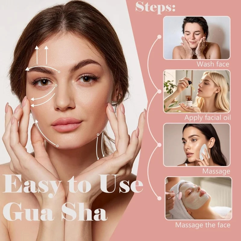 2Pcs Roller for Face Neck Eye Facial Massage Kit Ice Face Roller Gua Sha Board Portable Facial Massage Roller Lifting Contouring