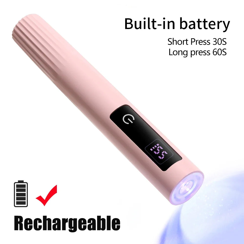 YIKOOLIN Mini Handheld UV Light Nail Lamp with Stand Handheld UV Light with Display for Gel Nail Rechargeable USB Nail Dryer