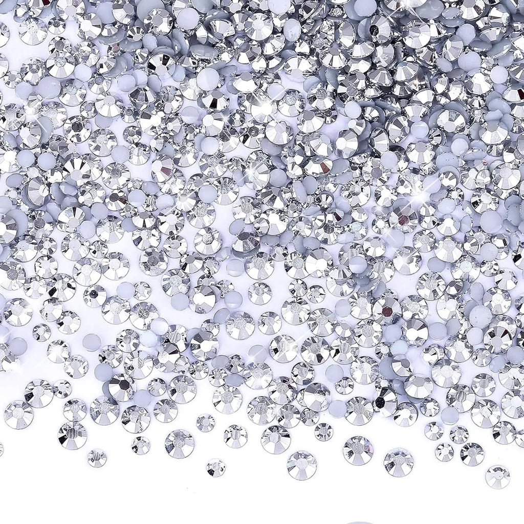 Silvery Flatback Resin Jelly Rhinestones 2mm 3mm 4mm 5mm 6mm Drill Faux Gems Bead for Crafts DIY Nail Art Charms Supplies