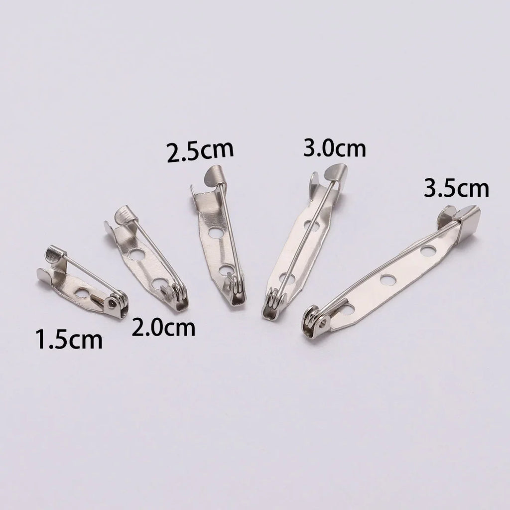 50pcs/lot 15 20 25 35 40 mm Brooch Clip Base Pins Safety Pins Brooch Settings Blank Base For DIY Jewelry Making Supplies
