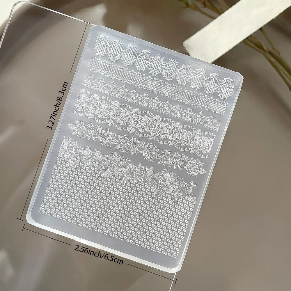 1PC 3D Lace Design Nail Art Silicone Mold Ultra-thin Transparent Sweater Knitting Lace Acrylic Nail Template NailDecoration Mold