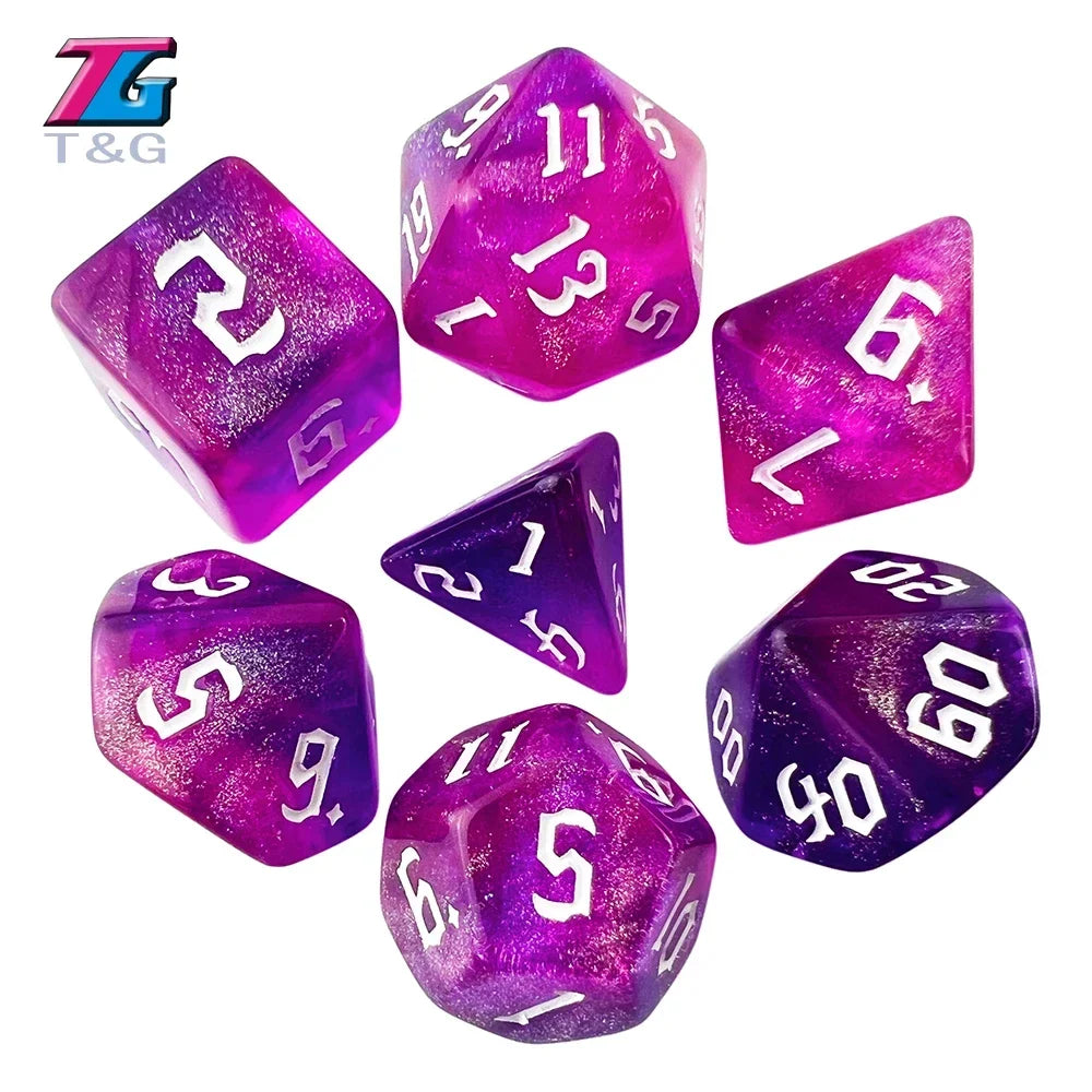 DND  Dice RPG Dice Amazing Colours Mixing Fantasy Starlight Effect Unique Retro Font Styles For Roll Playing Card Games