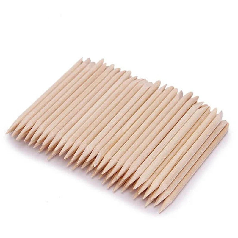 500/100Pcs Orange Wood Sticks for Nails BULK Double Sided Cuticle Pusher Remover Nail Art Manicure Pedicure Tool for Manicure Pe