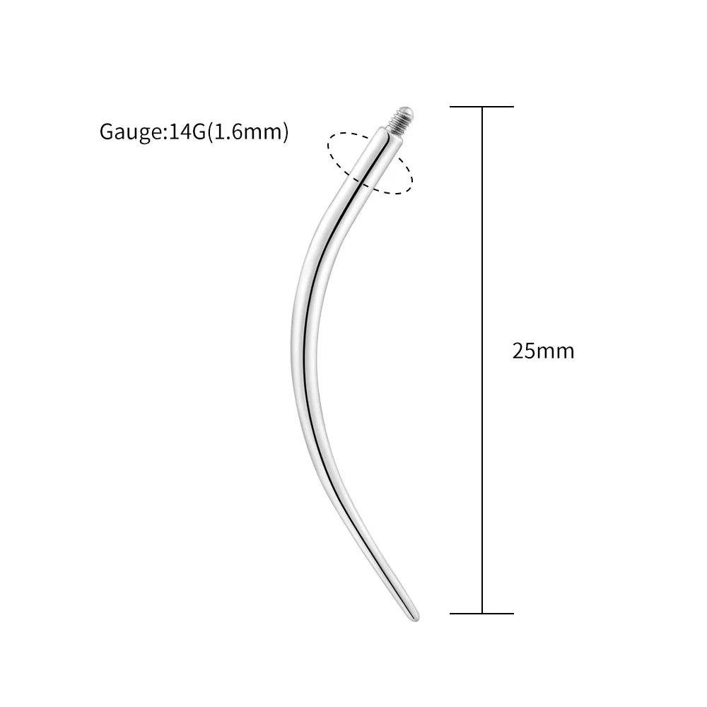 Right Grand ASTM F136 Titanium Curved Internal Threaded Pin Screw On Assistant Tool 16/14G Piercing Taper for Nose Navel Eyebrow