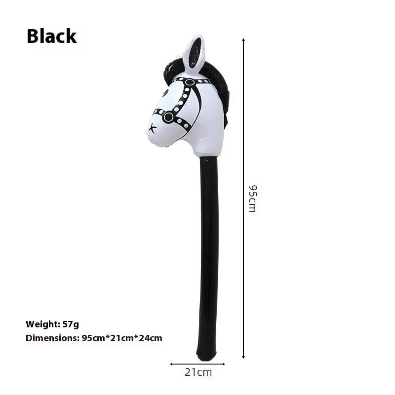 1Pcs Inflatable Horse Head Balloon Blow Up Pony Stick Toy Halloween Party Supplies Inflatable Stick Children's Toys