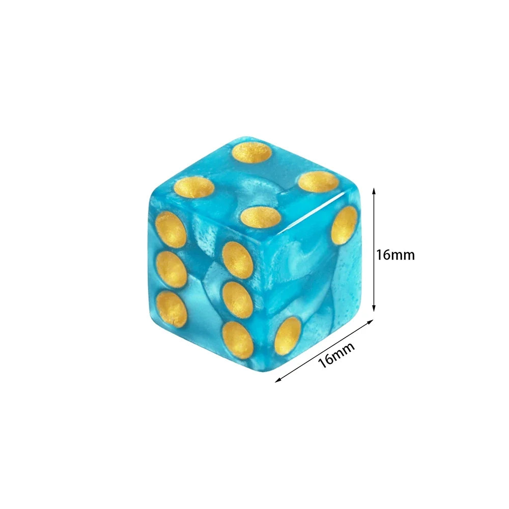 6-Sided Game Dice 16mm Marble Acrylic D6 Dice Set for DND, RPG,Table Board Game or Teaching Math