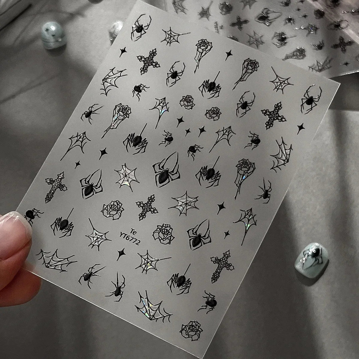 Halloween Nails Sticker Decoration 5D Retro Gilding Bat Cross Ghost Self Adhesive Nail Art Stickers DIY 3D Chic Manicure Decals