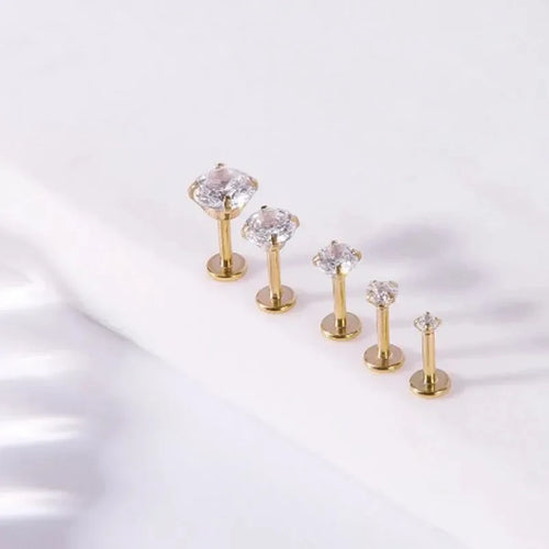 10Pcs/Lot 16G Stainless Steel Earrings Labret Lip Studs Set 2/3/4/5MM CZ Crystal Ear Cartilage Tragus Piercings Piercing Jewelry
