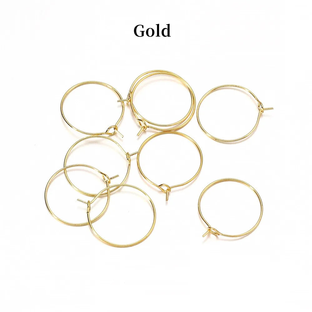 50pcs/lot 20 25 30 35 mm  KC Gold Hoops Earrings Big Circle Ear Wire Hoops Earrings Wires For DIY Jewelry Making Supplies