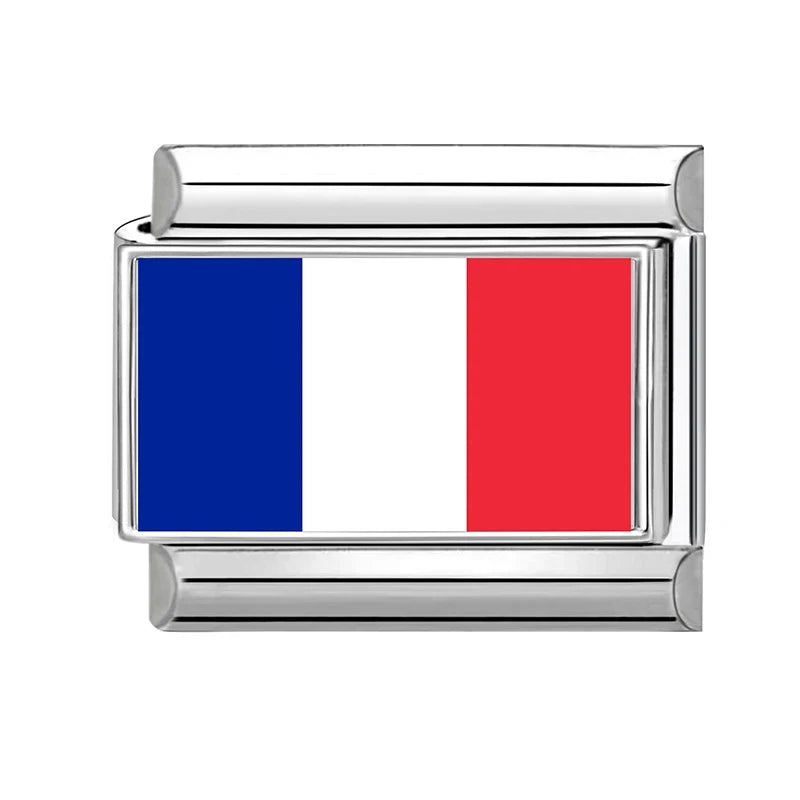 2025New Colorful World National Flag Photo Italian Charm Link Fit 9mm Women Men Bracelet Stainless Steel Jewelry Making Bead DIY