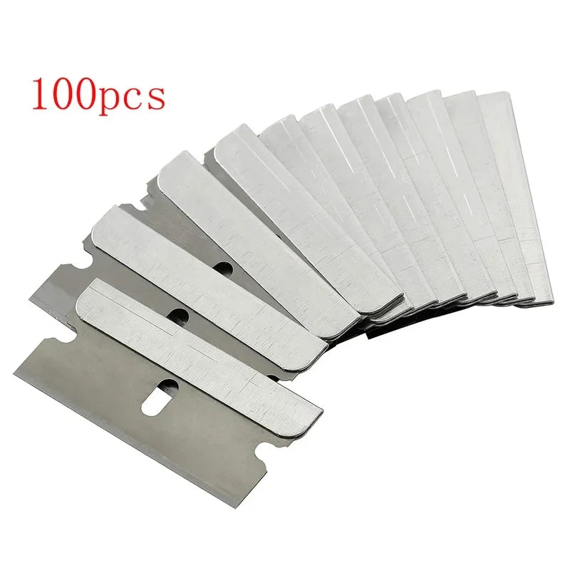 50pcs 100pcs Razor Blade Scraper Metal Glass Glue Cleaner Remover Knife Replacement Carbon Steel Blade Car Tinting Tool