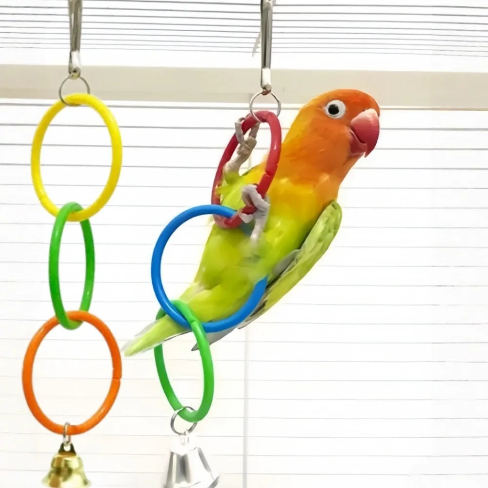 Colorful Plastic Hanging Ring Toy Birds Use To Play and Relieve Boredom Climbing Swing Interactive Toy for Bird Cage Accessories