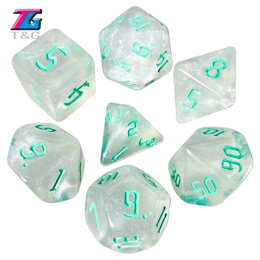 DND  Dice RPG Dice Amazing Colours Mixing Fantasy Starlight Effect Unique Retro Font Styles For Roll Playing Card Games