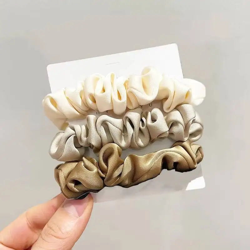 3/5Pcs Elegant Ponytail Holder Rubber Band Elastic Hairband Hair Accessories Silk Satin Scrunchies Women Solid Color Hair Rope