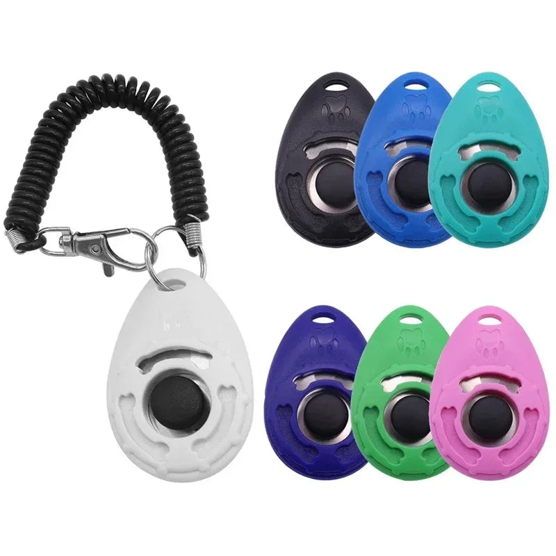 Pet Training Clicker with Wrist Strap, Adjustable Sound Clicker, Portable Keychain Training Tool for Dogs Cats Birds Horses